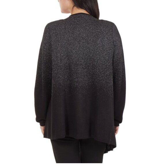 New NY Collection Women's Open Front Ombre Metallic Draped Cardigan - Picture 2 of 3